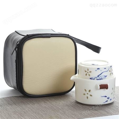 汝窑快客杯一壶一二两杯 便携式旅行茶具套装 陶瓷单人办公简约茶具