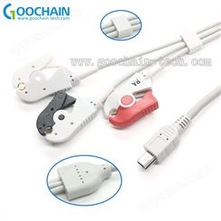 定制ECG夹子导联线 USB理疗心电脑电导线一拖三 插头颜色长度可定制