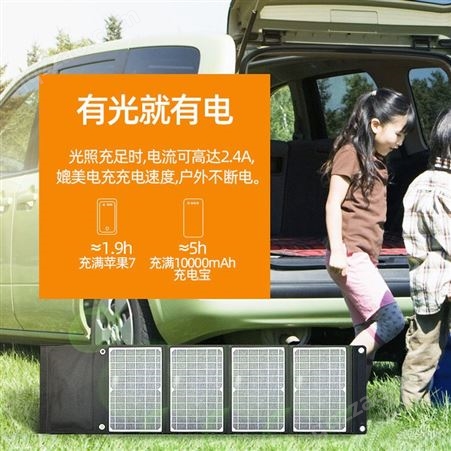 户外太阳能充电板 便携式充电器 厂家30W 徒步充电折叠包 简易