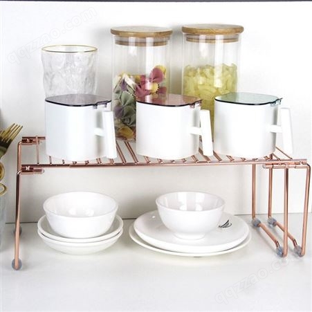 简约厨房伸缩置物架 桌面化妆品收纳架 碗盘杯子金属储物架