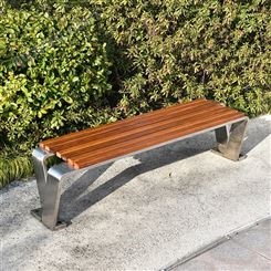 塑木公园椅长凳子防腐木不锈钢