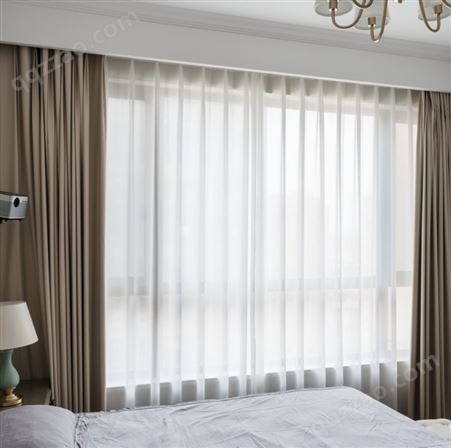 免费设计定制现代简约遮光可带纱帘手动电动窗帘 测量安装