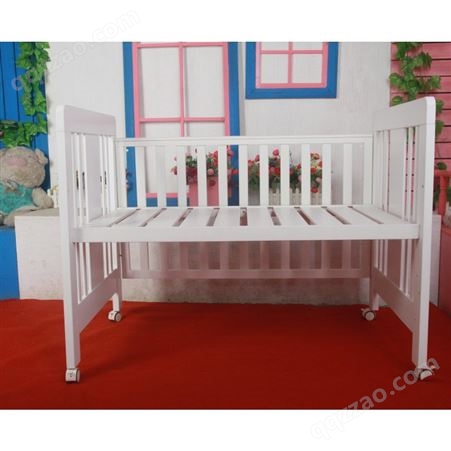 波比木业 定制实木带护栏婴儿床 可移动多功能儿童床拼接大床