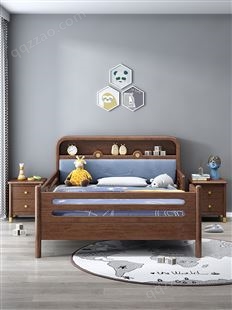 皇帅新中式实木床1.8米 主卧室双人床 中式气压床软靠高箱床