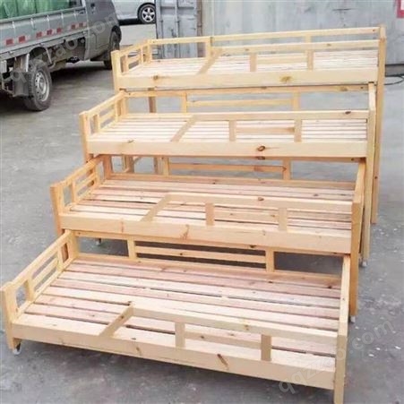 广西供应儿童实木小床简约风 幼儿园四层推拉床家具