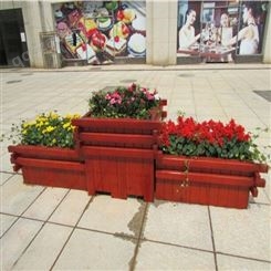 广场实木花箱  庭院碳化木花盆  长方形种植箱定制