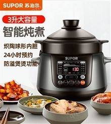 苏泊尔电炖锅炖盅紫陶瓷锅家用6全自动煲汤电5砂锅煮粥4L