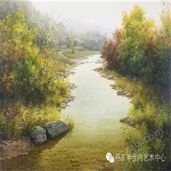 朝鲜画 朝鲜油画价格 金赫（一级画家）《 树荫照水爱晴柔》117x80
