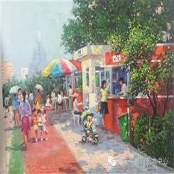 朝鲜画 朝鲜油画价格 金京美（一级画家）《 游乐场》75x50