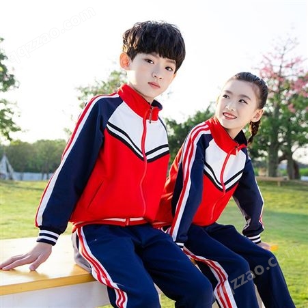 小学生校服新款春秋红色秋冬装运动套装定制两道杠运动服