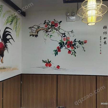 运达 饭店墙体彩绘 餐馆墙面壁画绘制 餐厅创意手绘 画师上门设计