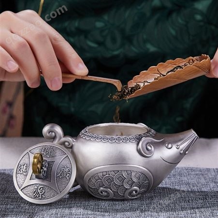 数钱 S999纯银手工茶具套装 银茶壶家用中式功夫足银杯